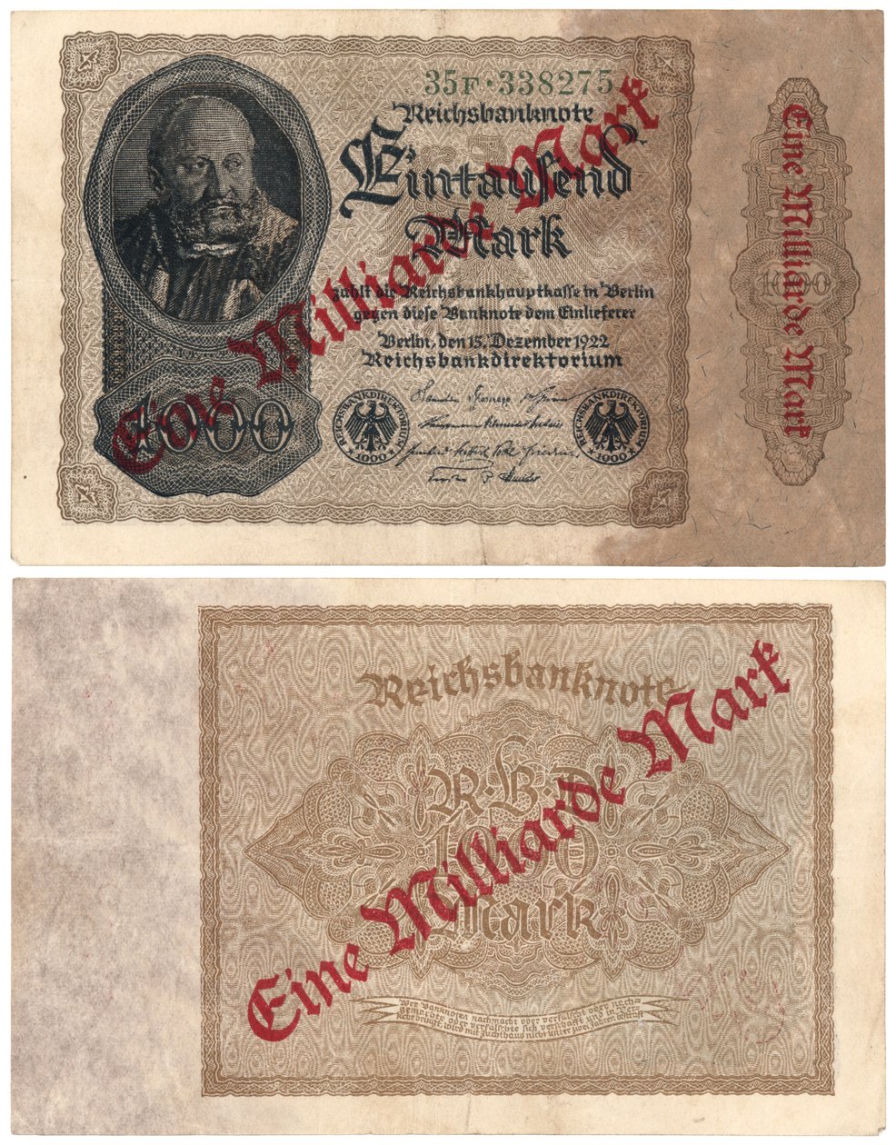 En seddel på én milliard mark, 1922 av German School