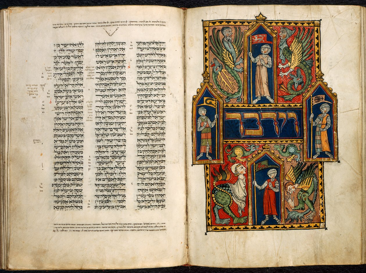 Legge til. 15282 fol.179v-180 Dekorert første ord i Numbers Book, fra 