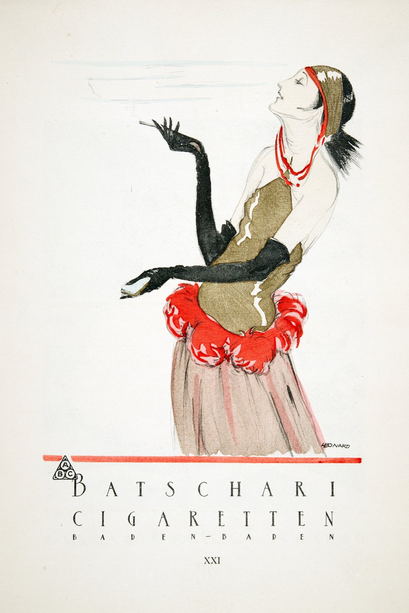 Reklame for «Batschari Cigarettes», fra Styl, utgitt 1922 (sjablongtrykk) av German School