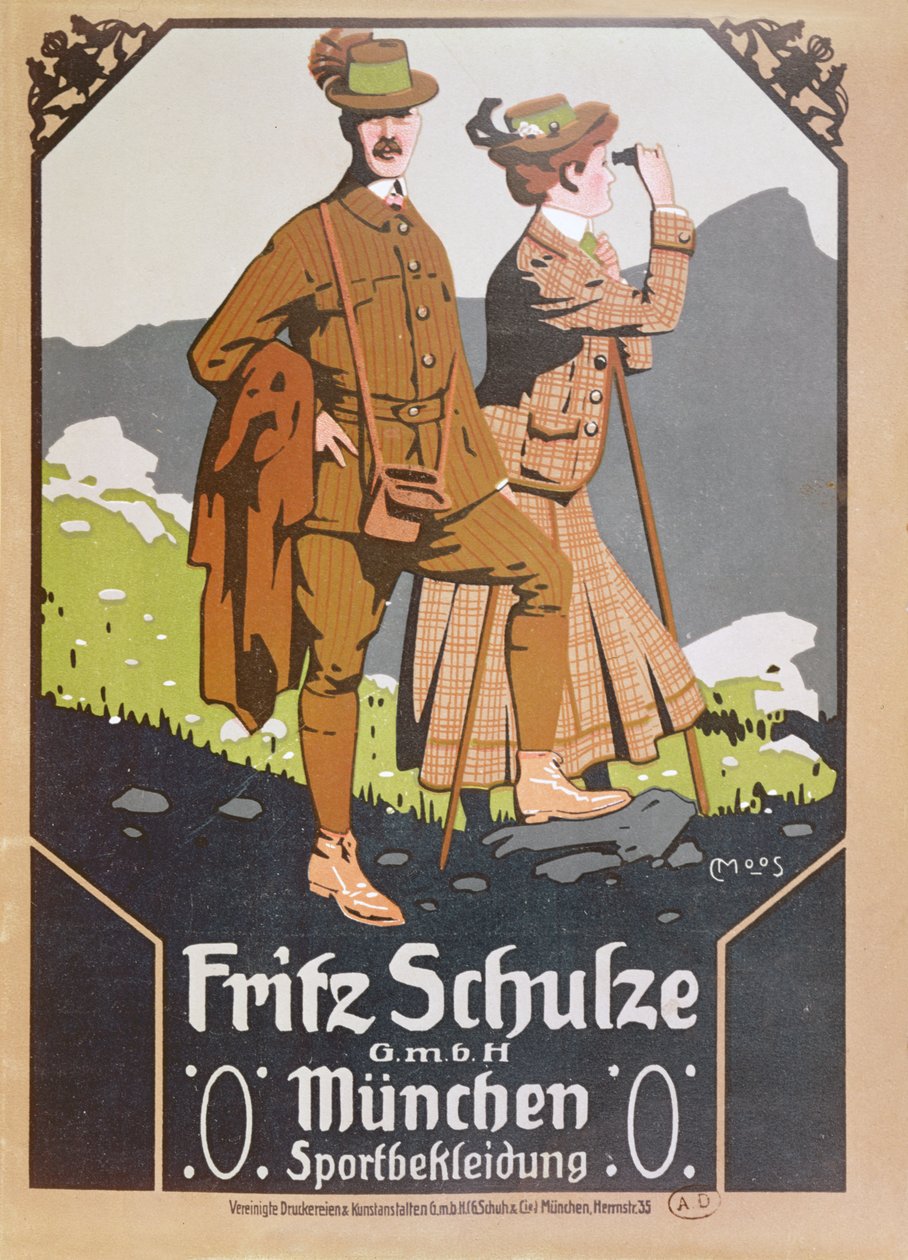 Annonse for Fritz Schulze gåklær, ca. 1910 av German School