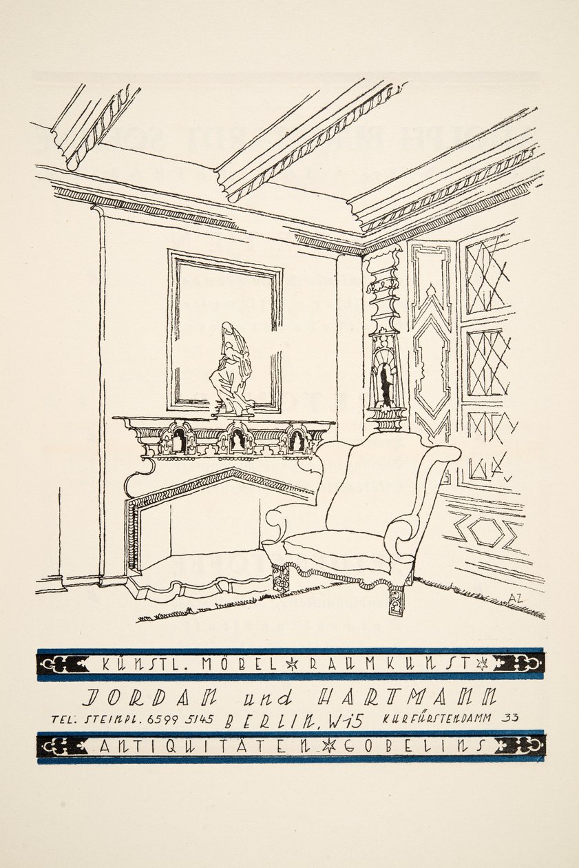 Annonse for Jordan und Hartmann, fra Styl, pub.1922 (pochoir-trykk) av German School