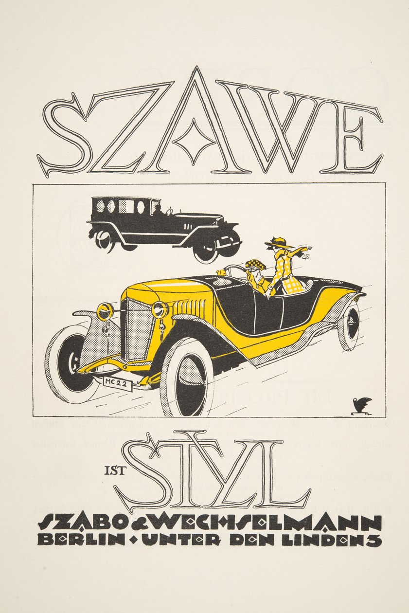 Annonse for Szawe (Szabo & Wechselmann), fra Styl, pub.1922 (pochoir-trykk) av German School