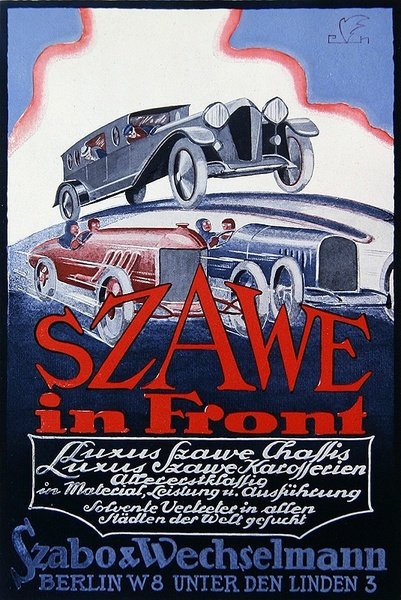 Annonse for Szawe Motor Cars, 1921 av German School