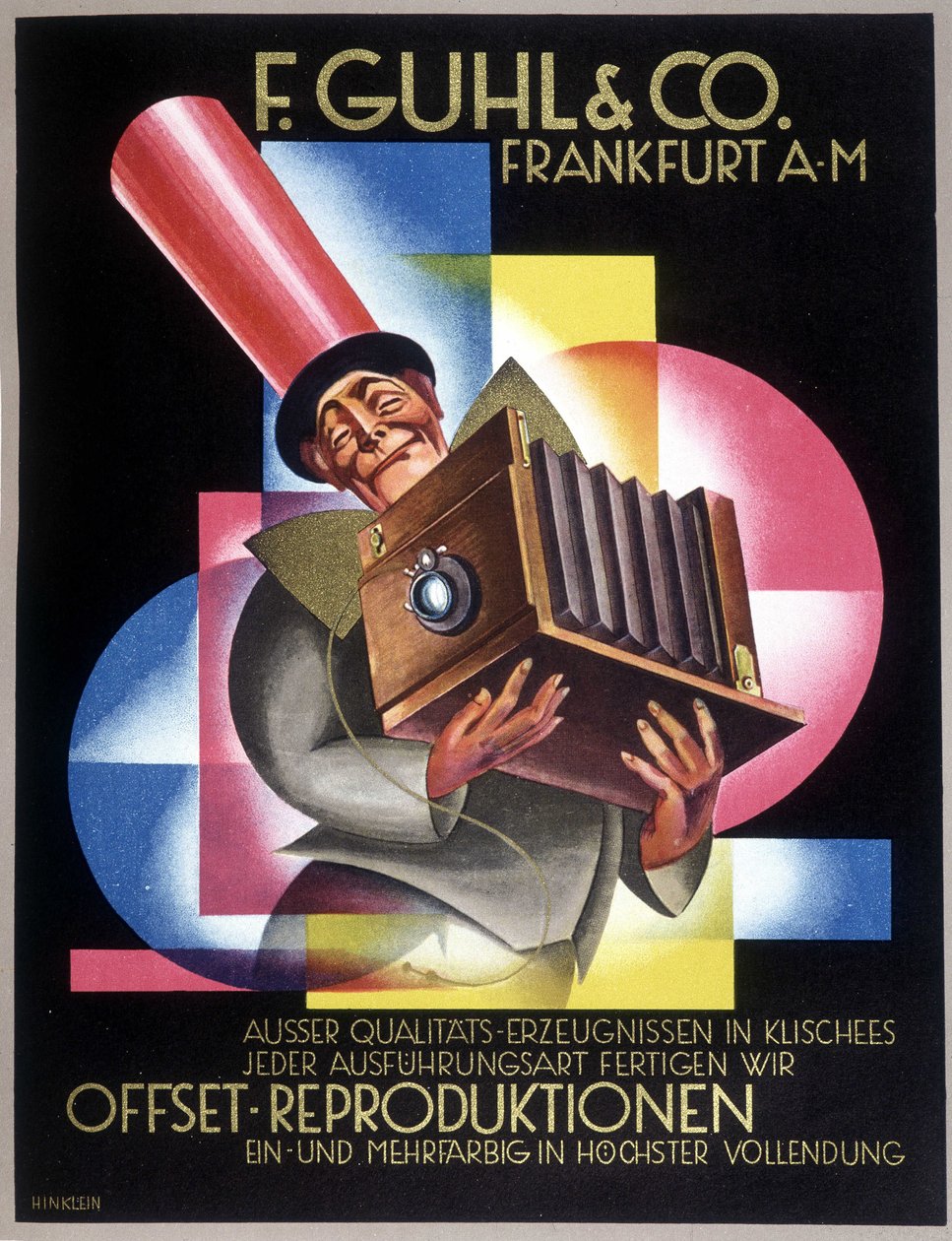 Reklame for den tyske kameraprodusenten Offset. I "" Gebrauchs Graphik"", tysk avis av German School
