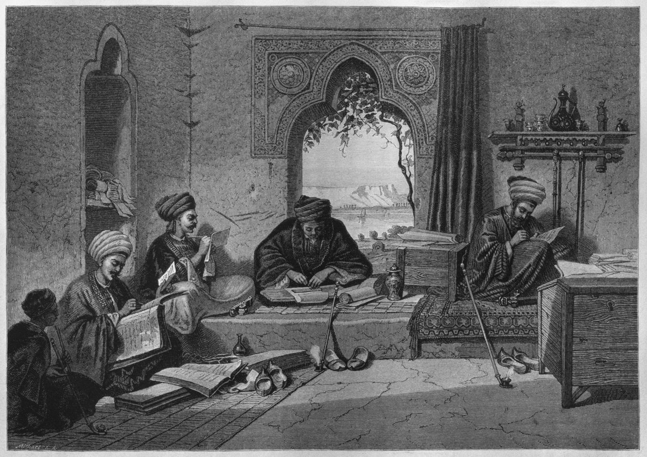 Et kontor i Girgeh, fra LEgypte av Georg Moritz Ebers (1837-98), 188 (bw gravering) av German School