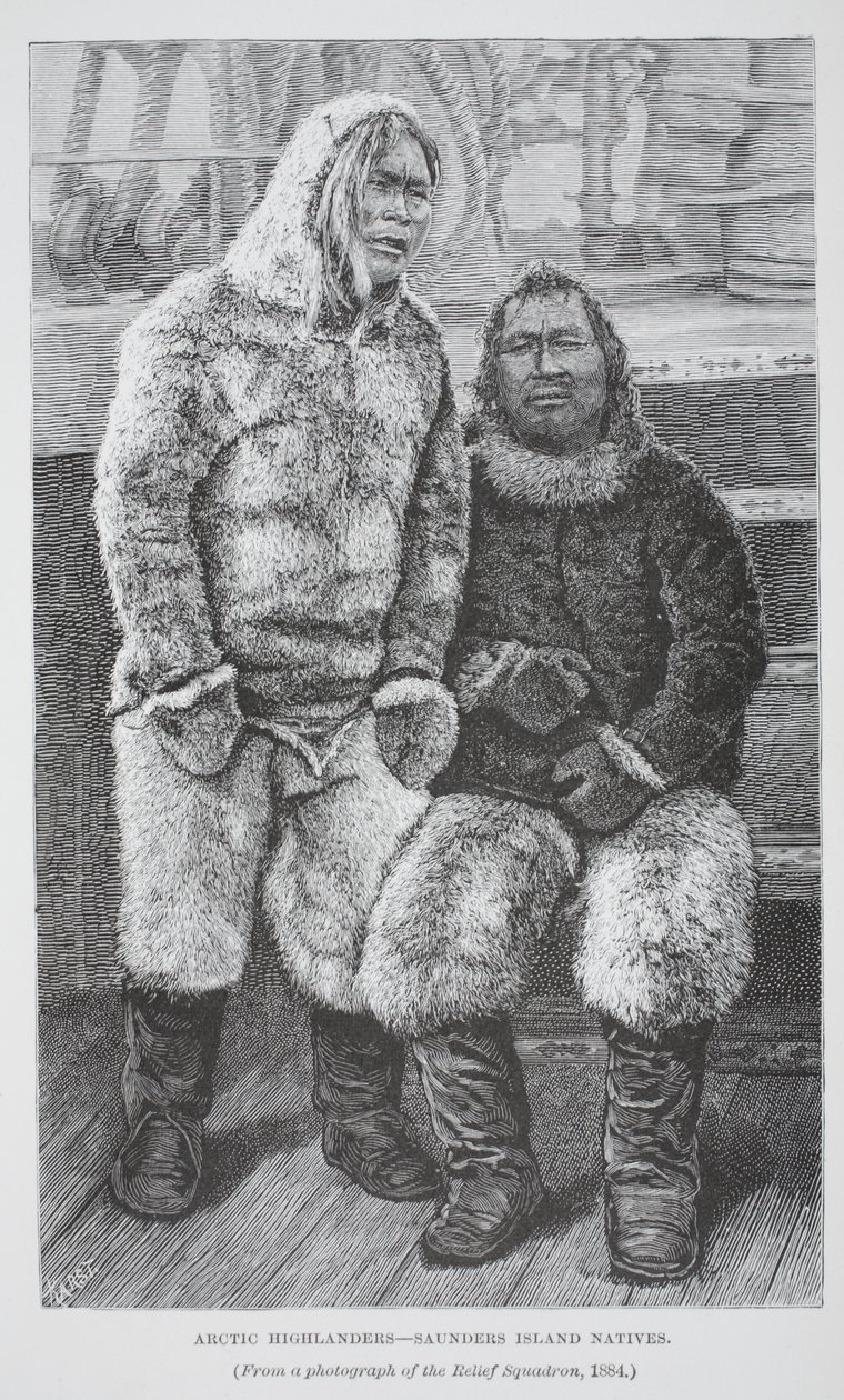 Arctic Highlanders - Saunders Island Natives, pub. London 1886 (gravering) av German School