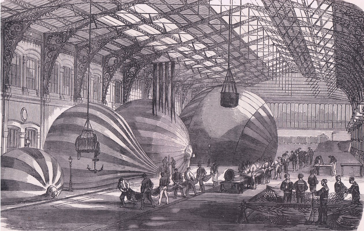 Ballongfabrikk, Cassells historie om krigen mellom Frankrike og Tyskland utgitt av Cassell and Company Limited, ca. 1890 (litho) av German School