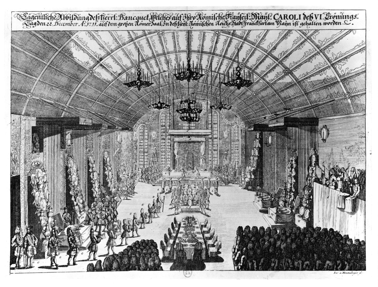 Bankett i Romer Hall i Frankfurt-am-Main, til ære for kroningen av Charles VI (1685-1740) 22. desember 1711 av German School