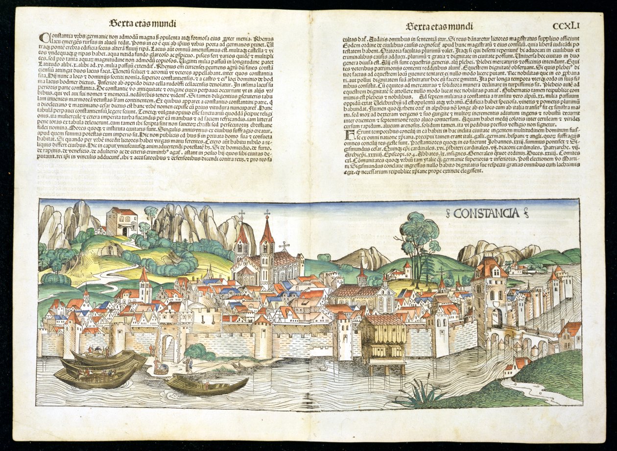 Birds Eye View of Constance fra Nürnberg-krøniken av Hartmann Schedel (1440-1514) 1493 av German School