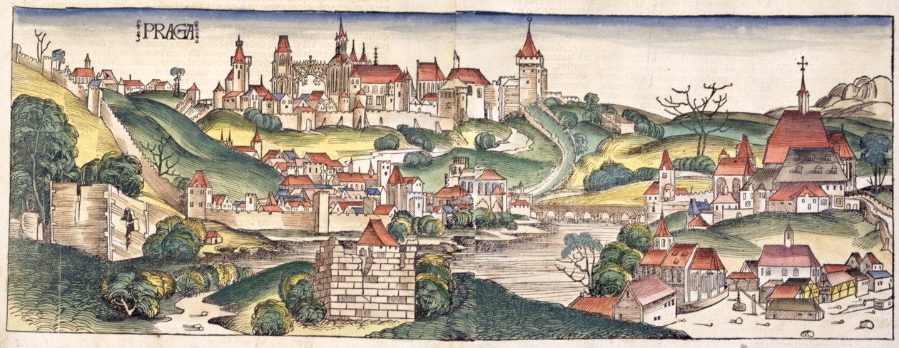 Fugleperspektiv av Praha fra Nürnberg-krøniken av Hartmann Schedel (1440-1514) 1493 av German School