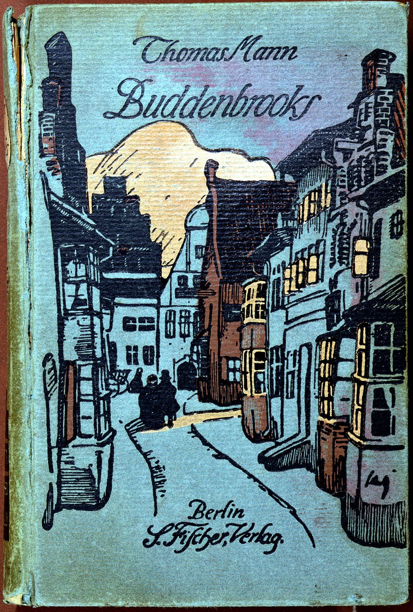 Bokomslag for Buddenbrooks av Thomas Mann (1871-1950) utgitt av S. Fischer, Berlin, 1917 av German School