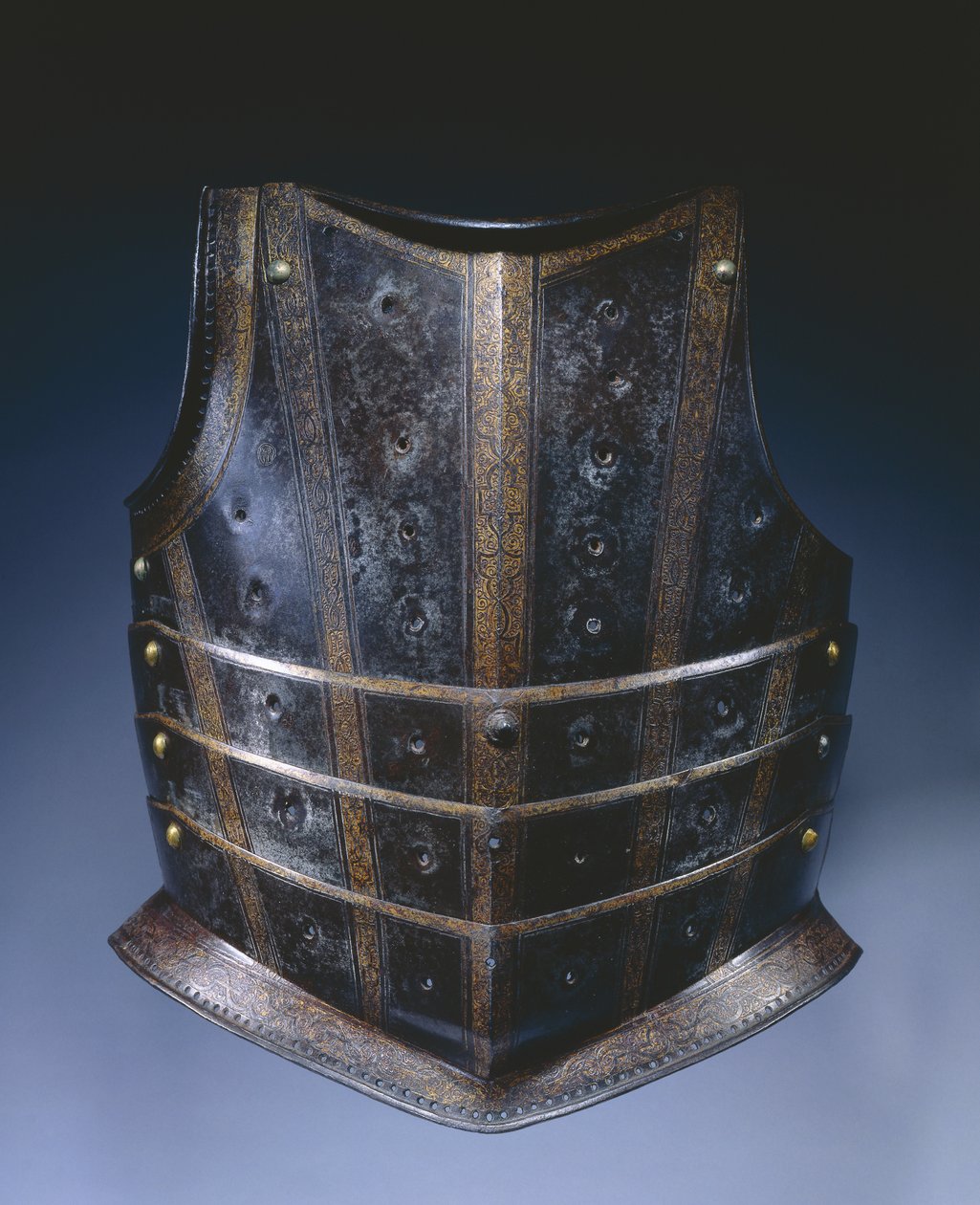 Brystplate fra hussars cuirass, ca. 1580 (etset og forgylt stål) av German School