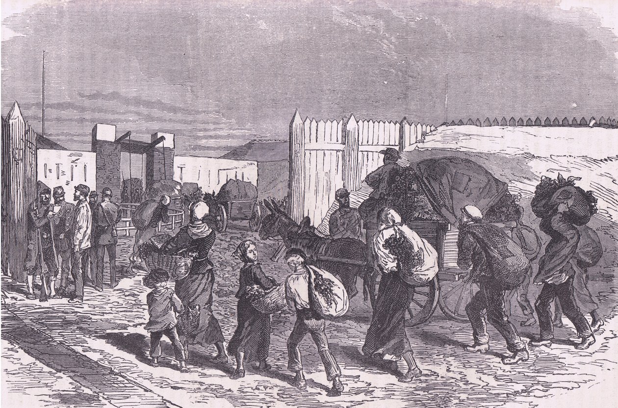 Innbringer grønnsaker fra forstedene, Cassells History of the War between France and Germany utgitt av Cassell and Company Limited, ca. 1890 (litho) av German School