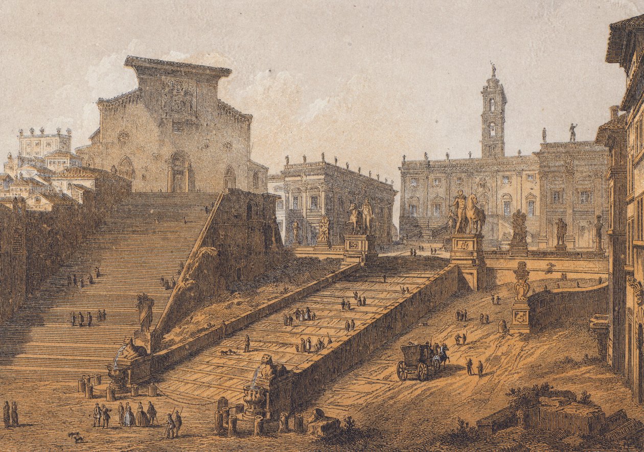 Kapitolhøyden, Roma (fargelitografi) av German School