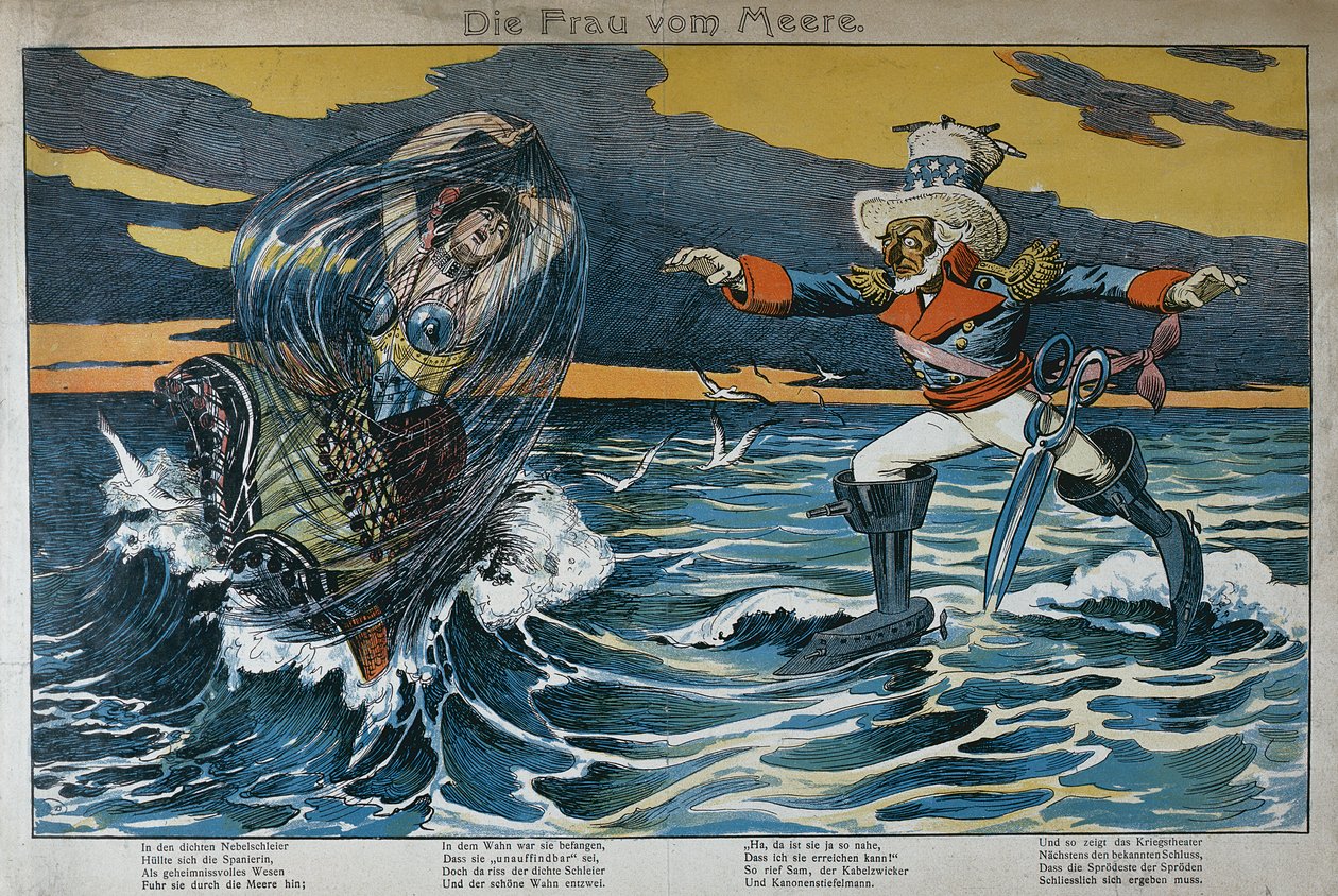 Karikatur om den spansk-amerikanske krigen, 1898 av German School
