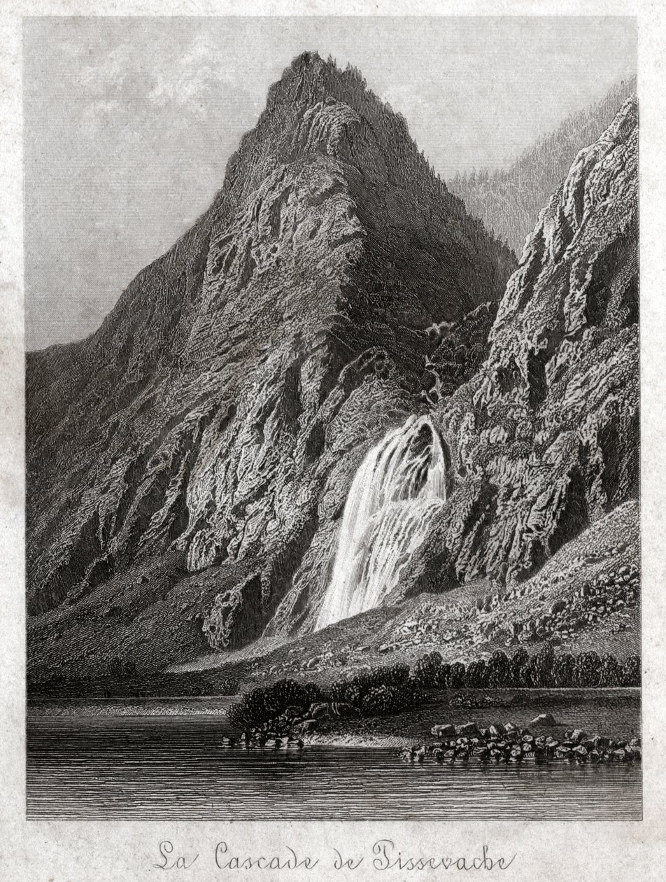 Cascade de Pissevache. (gravering, ca 1830) av German School