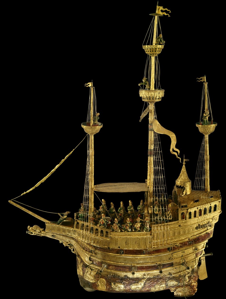 Klokke i form av et skip kalt "" skip til Charles V". Tysk produksjon fra 1500-tallet. Se, National Renaissance Museum. av German School