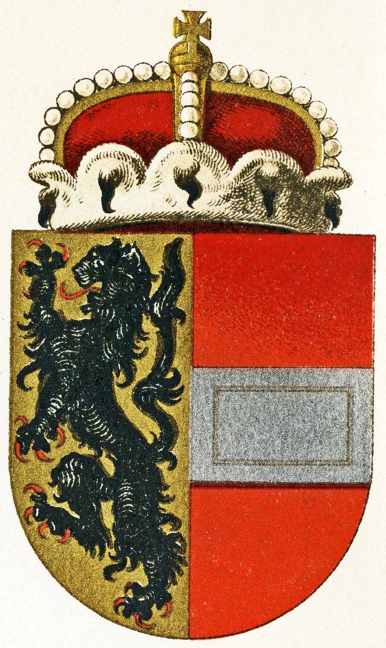 Salzburgs våpenskjold, med en prinshatt hvilende på skjoldet, ca. 1898 av German School