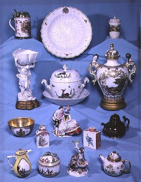 Samling av tidlig 1700-talls Meissen-porselen av German School