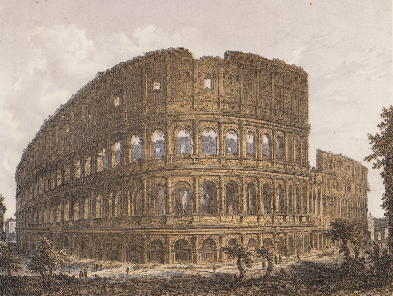 Colosseum, Roma (fargelitografi) av German School
