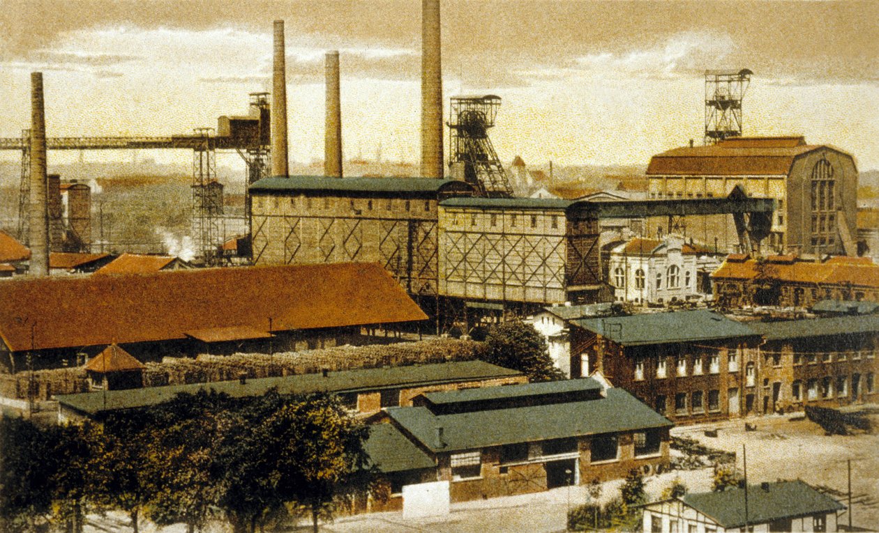 Concordia kullgruve, Oberhausen, Tyskland (fargegravering) av German School