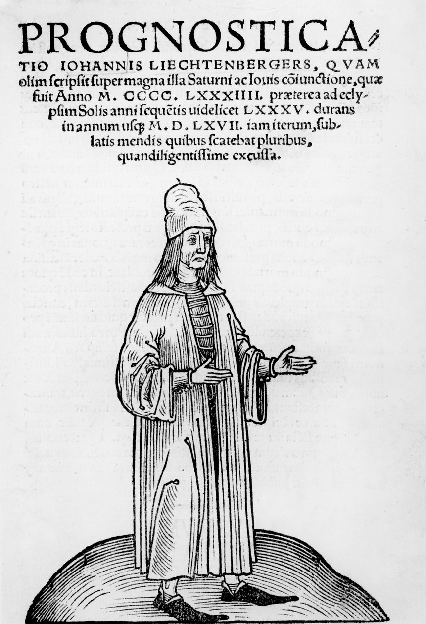 Omslagsillustrasjon fra Pronosticatio in latino av Johannes Lichtenberger, 1526 av German School