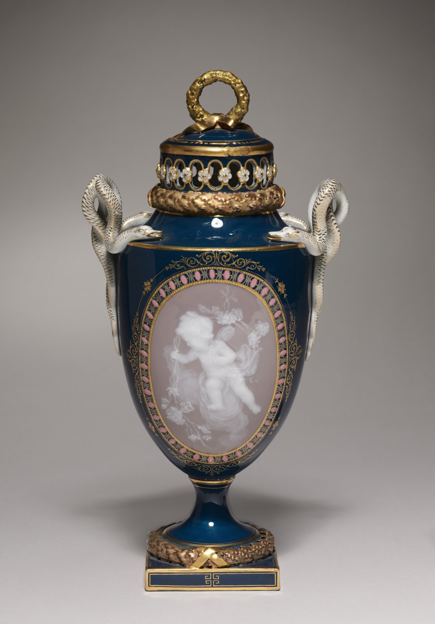 Dekket vase, laget av Meissen Porselensfabrikk, Tyskland, 1881 av German School