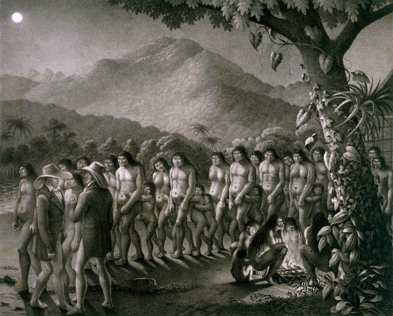 Dance of the Puri Tribe, illustrasjon fra Atlas of a Journey in Brasil av German School