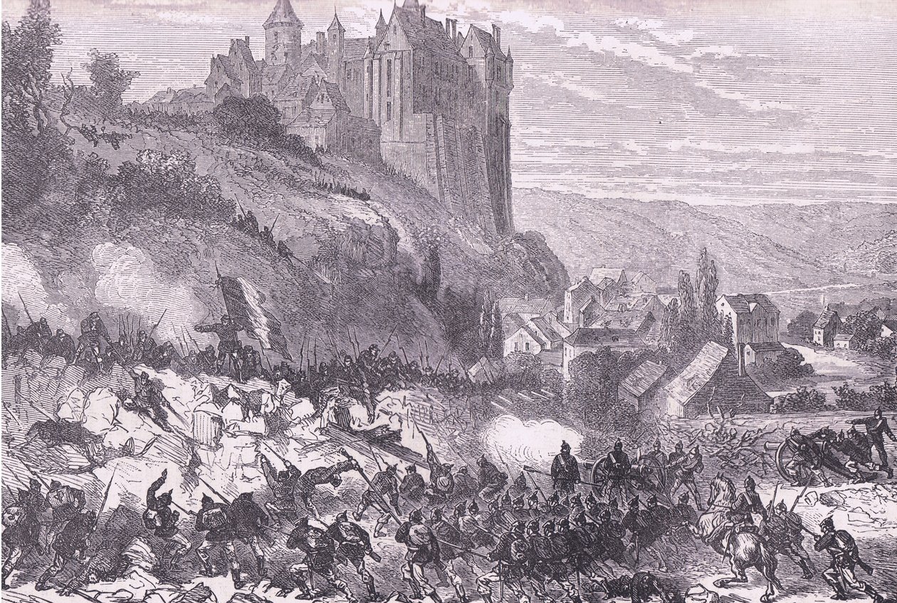 Defense of Chateaudun, Cassells History of the War between France and Germany utgitt av Cassell and Company Limited, ca. 1890 (litho) av German School