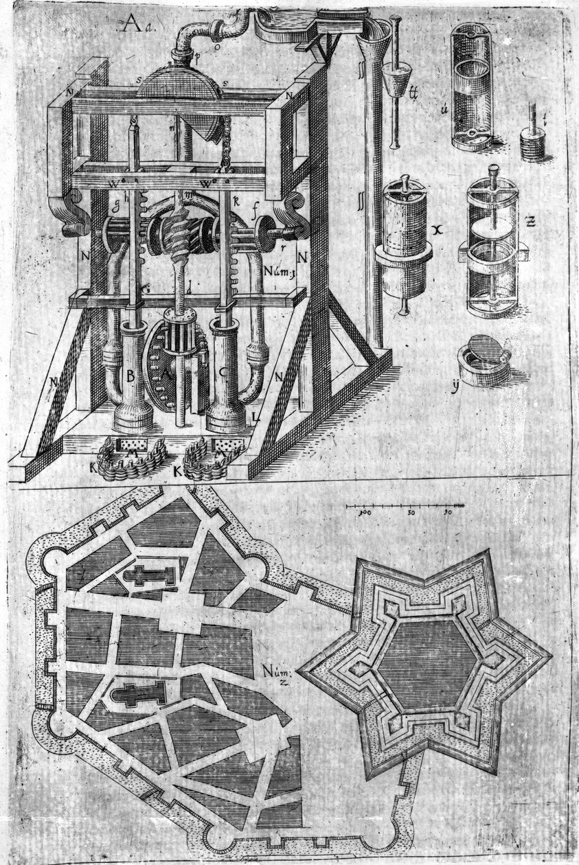 Design for befestning fra Harmony in Fortalitatis Constructis, Defendensis & Oppugnandis av Wendelin Schildknecht, pg120, publisert 1652 av German School