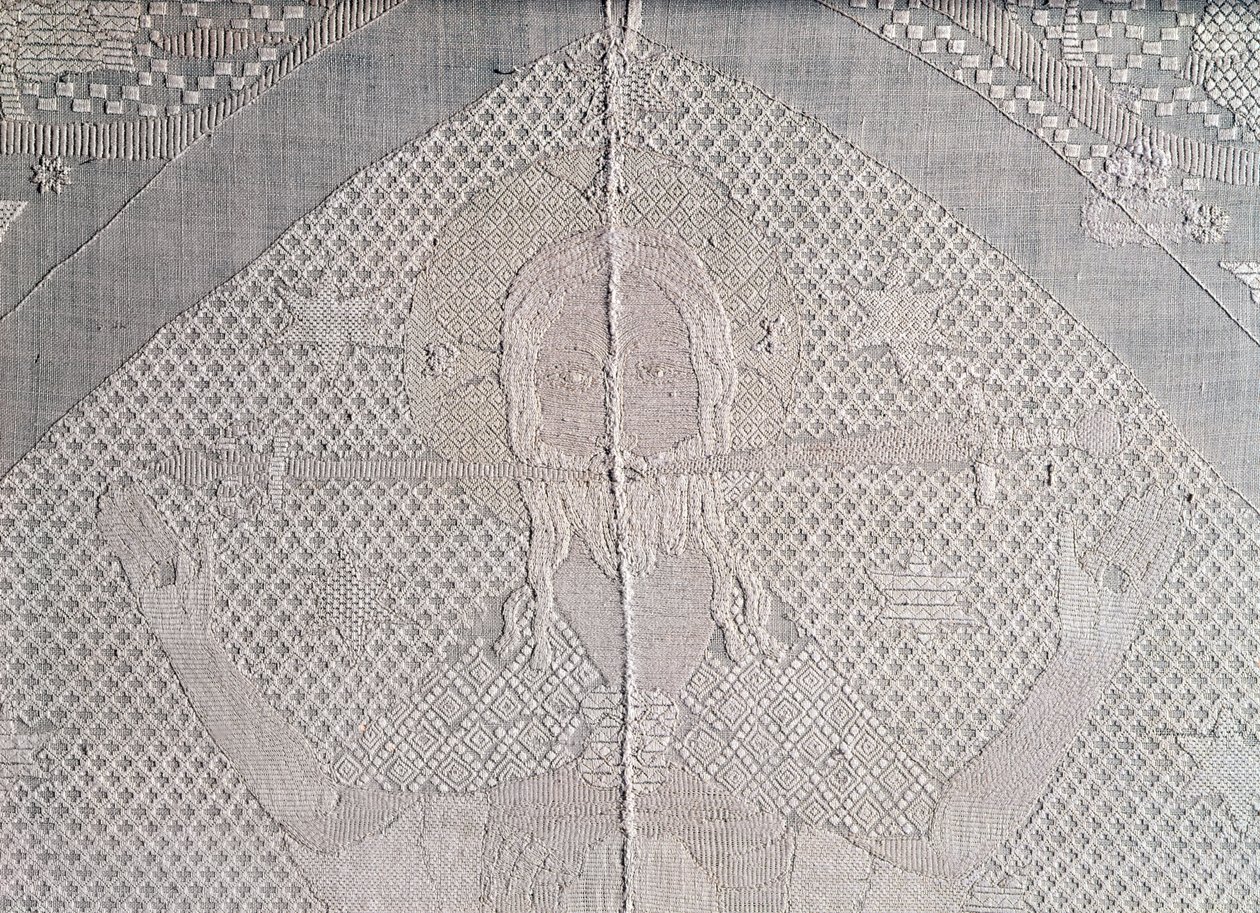 Detalj av en alterduk med Kristus av apokalypsen, andre halvdel av 1300-tallet (lin) av German School