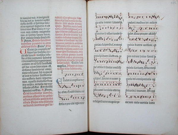 Dobbeltside med en vanlig sang hentet fra et inkunabulum, fra Missale Romanum, ca. 1482 (vellum) av German School