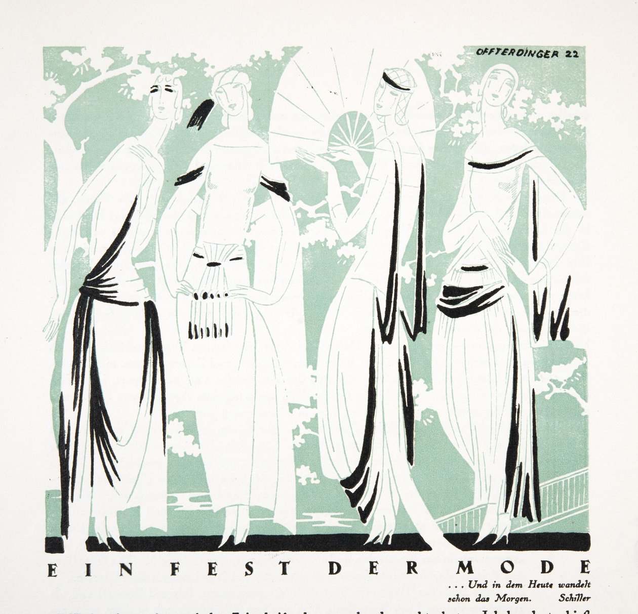 En fest for mote, fra Styl, utgivelsesdato 1922 (pochoir-trykk) av German School