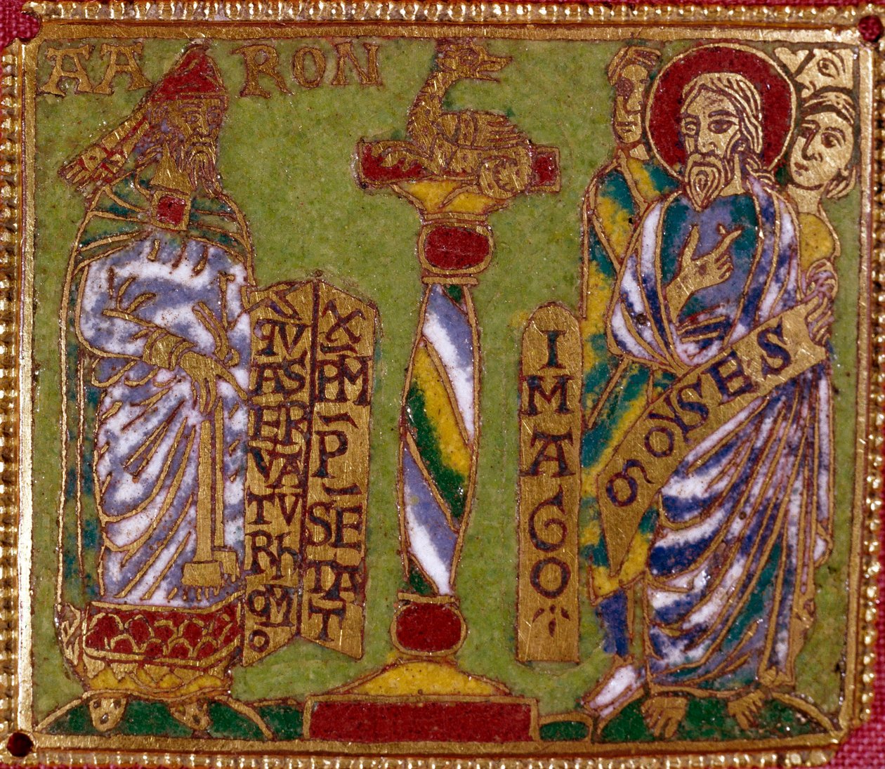Emaljeplate som representerer profetene Aron og Moses. Rhenane skole. 1100-tallet. Firenze, Nazionale Museo del Bargello av German School