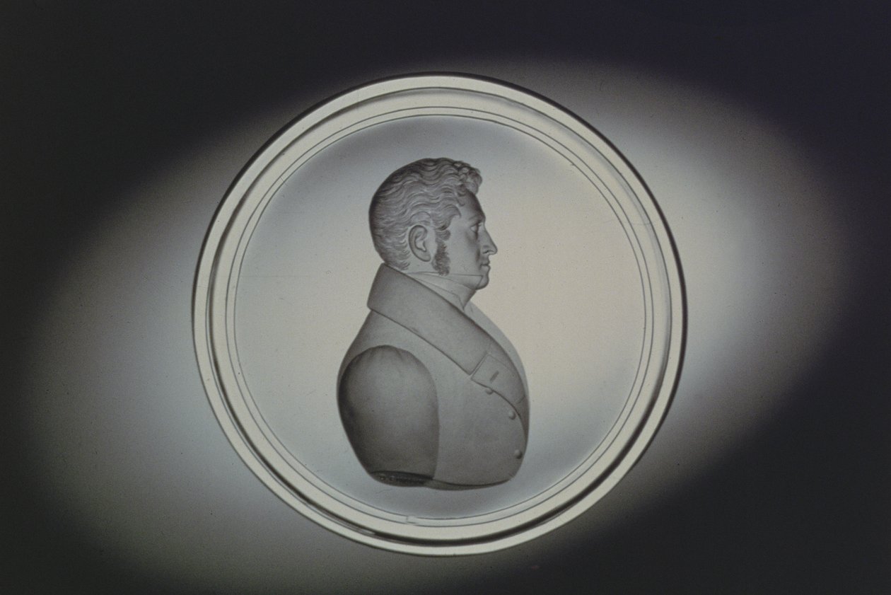 Gravert portrett av Dominick Biemann, Böhmen, 1834 (glass) av German School
