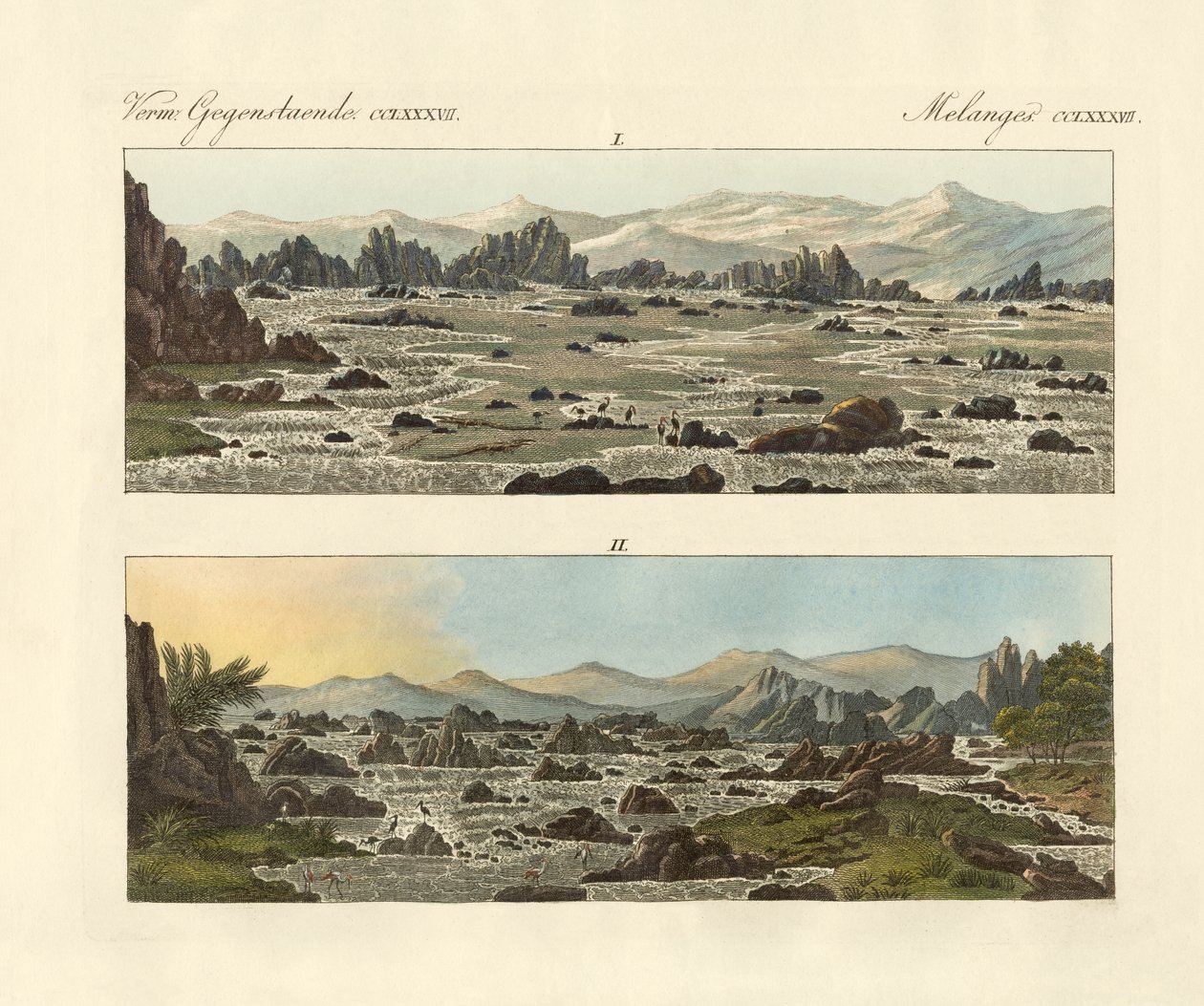 Falls of the Nile at Syene (farget gravering) av German School