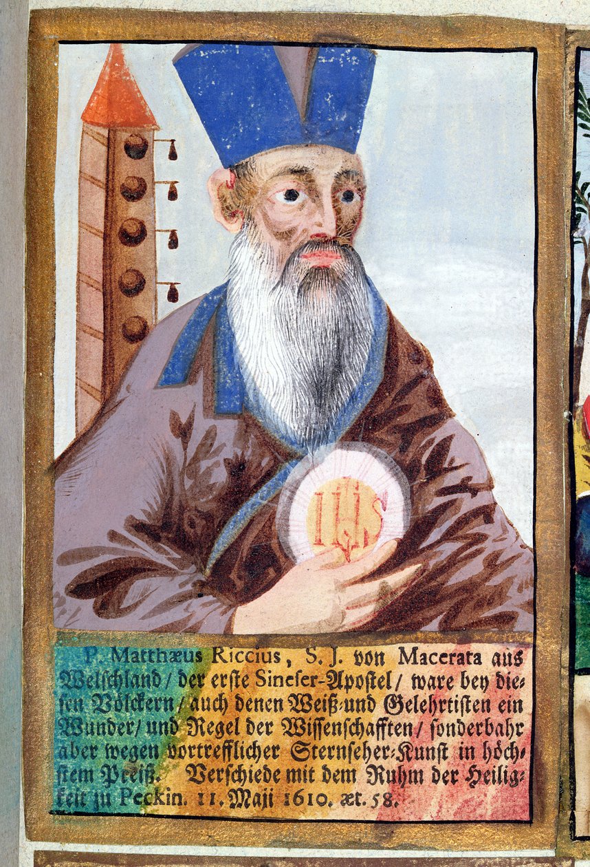 Far Matteo Ricci (1552-1610) i mandarindrakt av German School