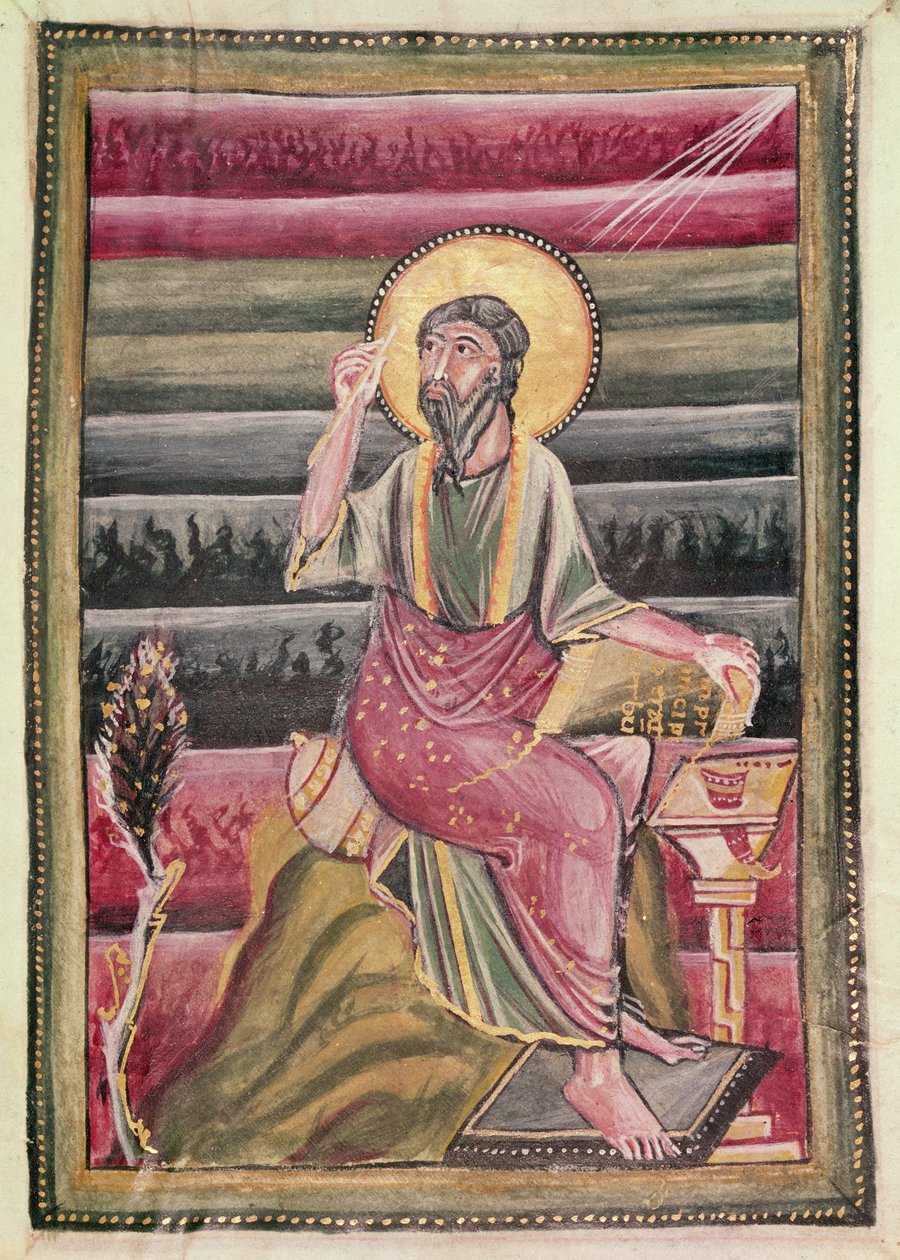 Fol.160r St. Johannes evangelisten, fra Evangeliet St. Gereon, 990-1000 av German School