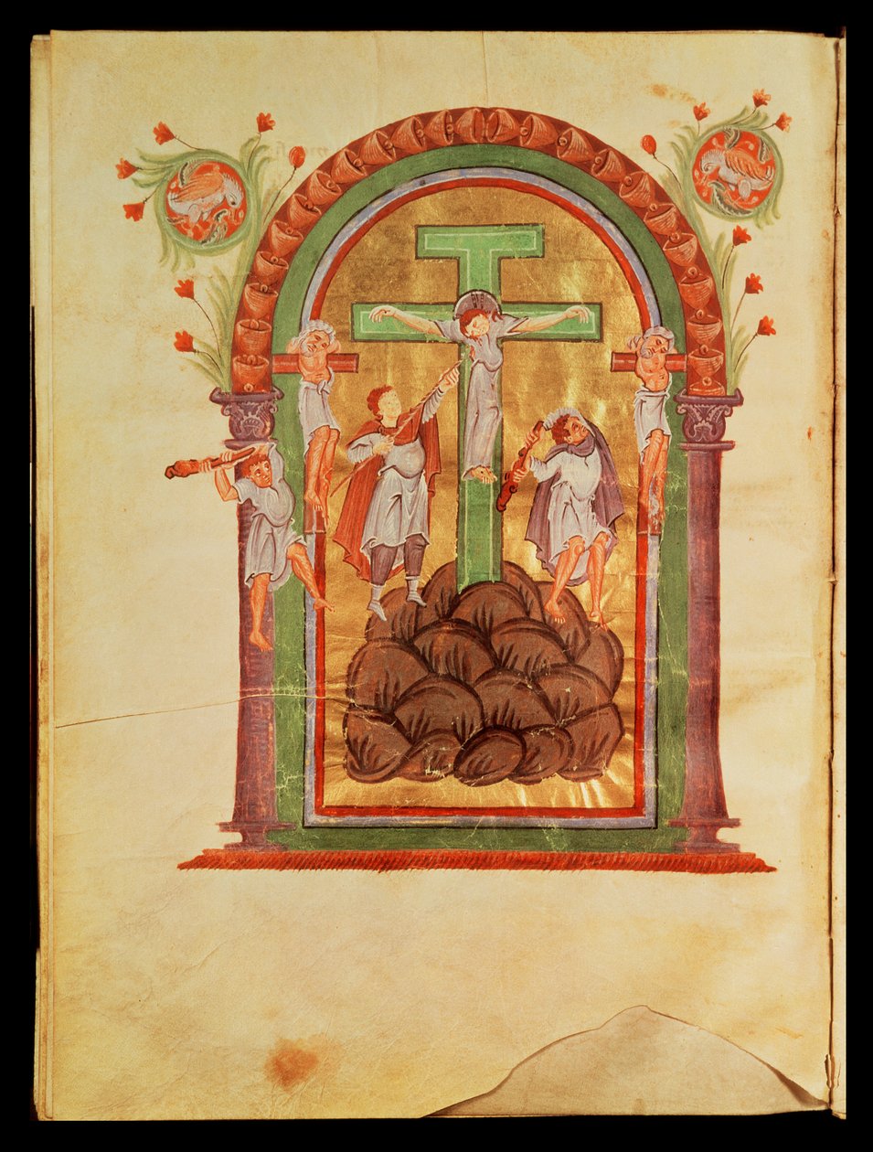 Fol.223v Korsfestelsen, fra evangeliene til Otto III, c.996 av German School