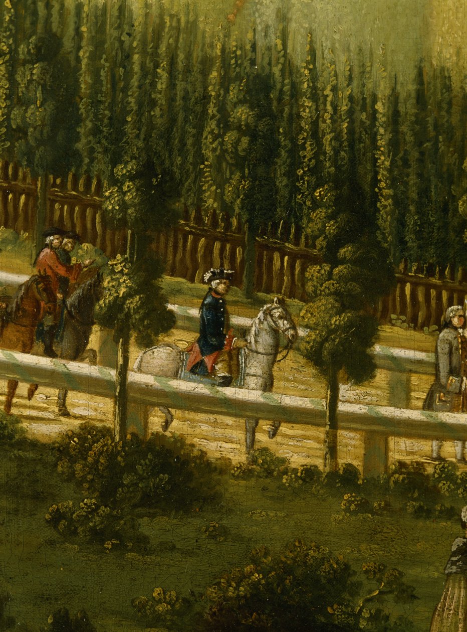 Frederick the Great på hesteryggen i Maulbeerallee nær Sanssouci, 1770 av German School
