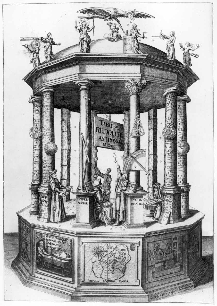 Frontispice til The Rudolphine Tables satt sammen av Johannes Kepler, utgitt i 1627 av German School
