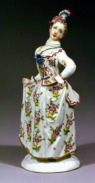 Fuerstenberg-figur av en dame (porselen) av German School