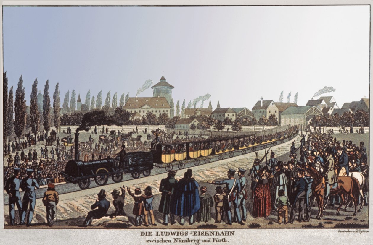 tyske jernbaner. ca. 1830–1840 (gravering) av German School