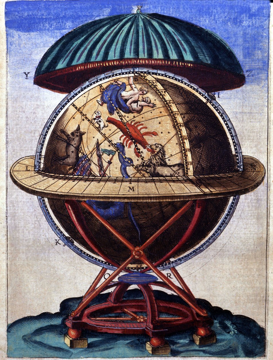 Den store messinggruppen i "maskineriet til etablert astronomi" av Tycho Brahe (1546 - 1601), Wandsbeck av German School