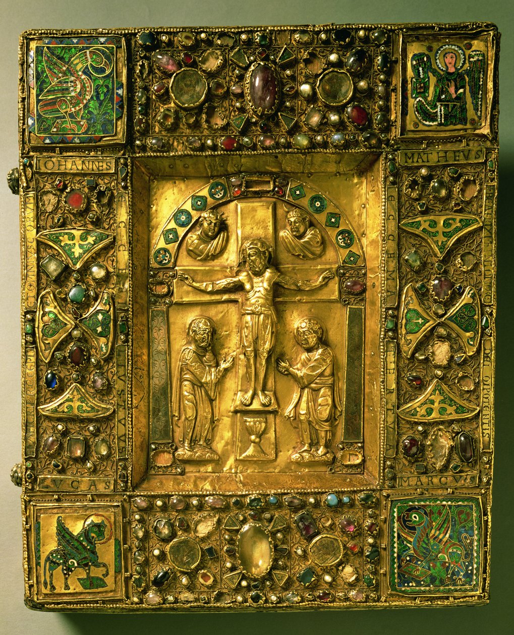Gospel Cover, Ottonian, Tyskland, 1000-tallet (gull, emalje og halvedelstener) av German School