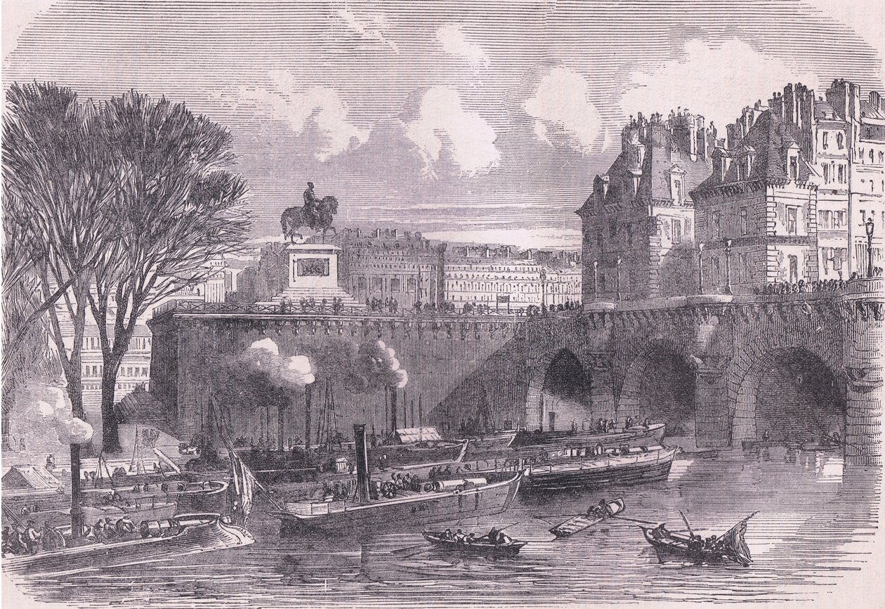Gun boats on the Seine, Cassells History of the War between France and Germany utgitt av Cassell and Company Limited, ca. 1890 (litho) av German School