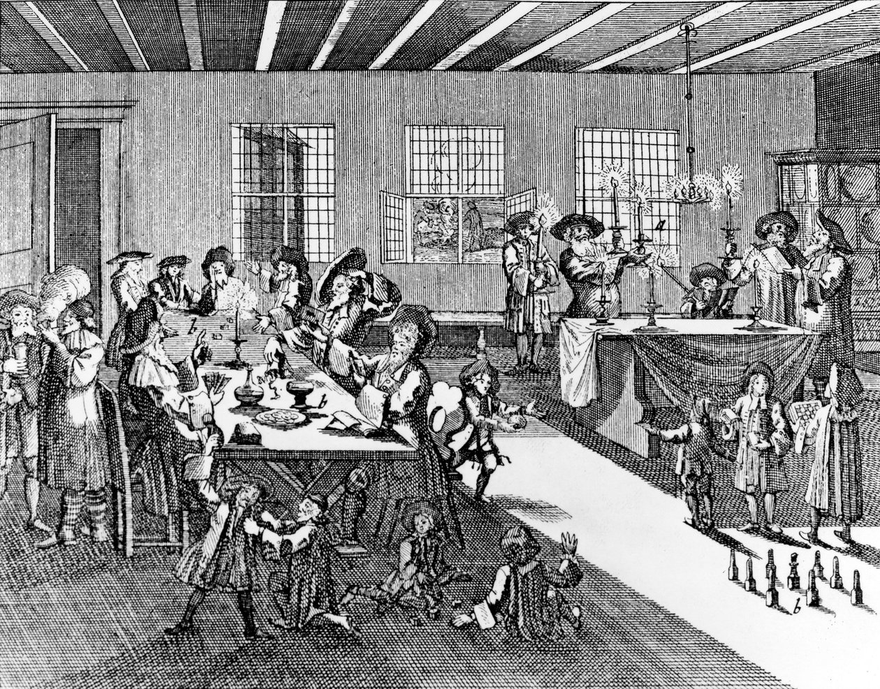 Hanukkah av Georg Puschner fra Kirchners jødiske seremoni, 1726 av German School