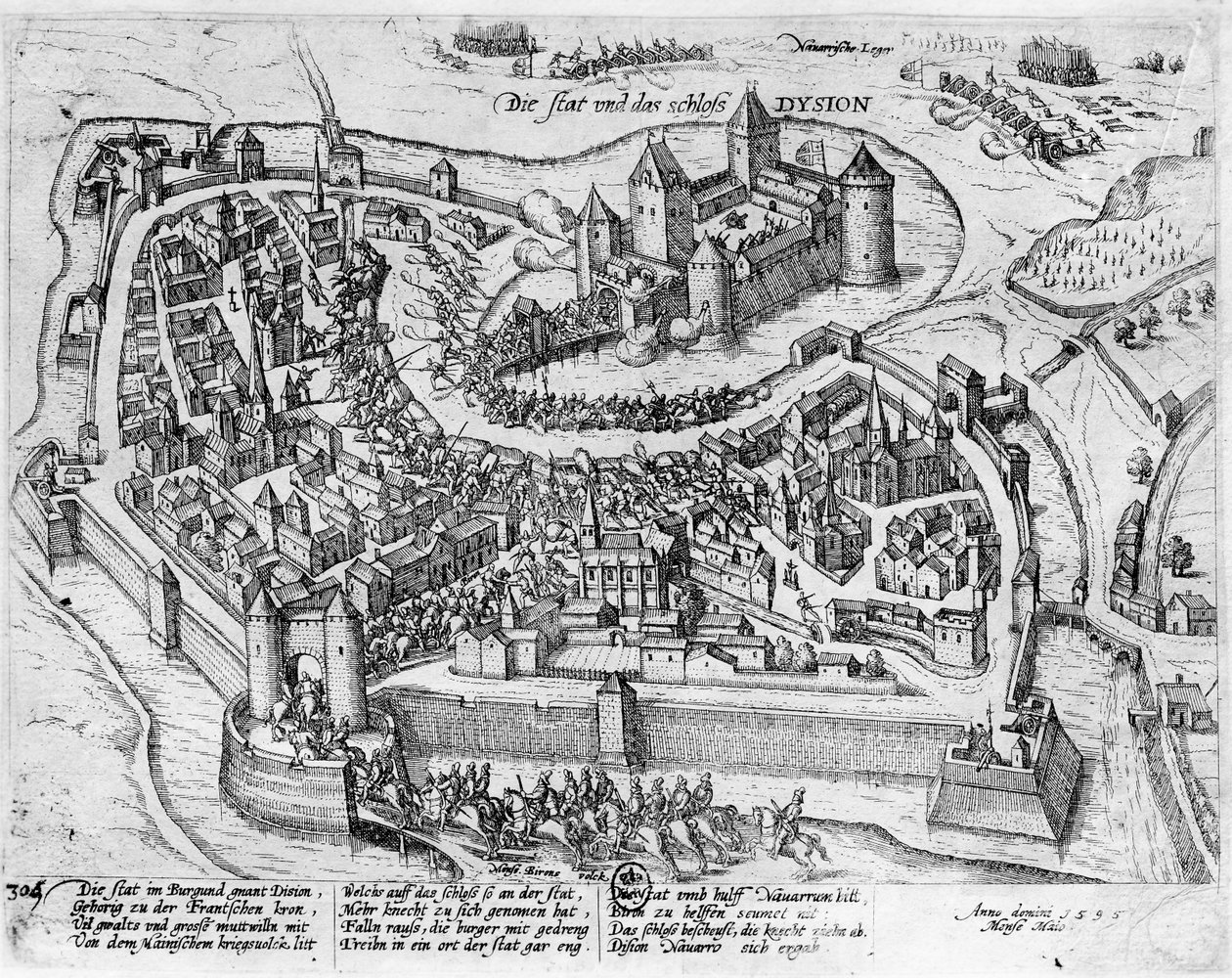 Henri IV (1553-1610) på vei inn i Dijon, etter hans seier ved Fontaine-Francaise over spansk, 5. juni 1595 av German School
