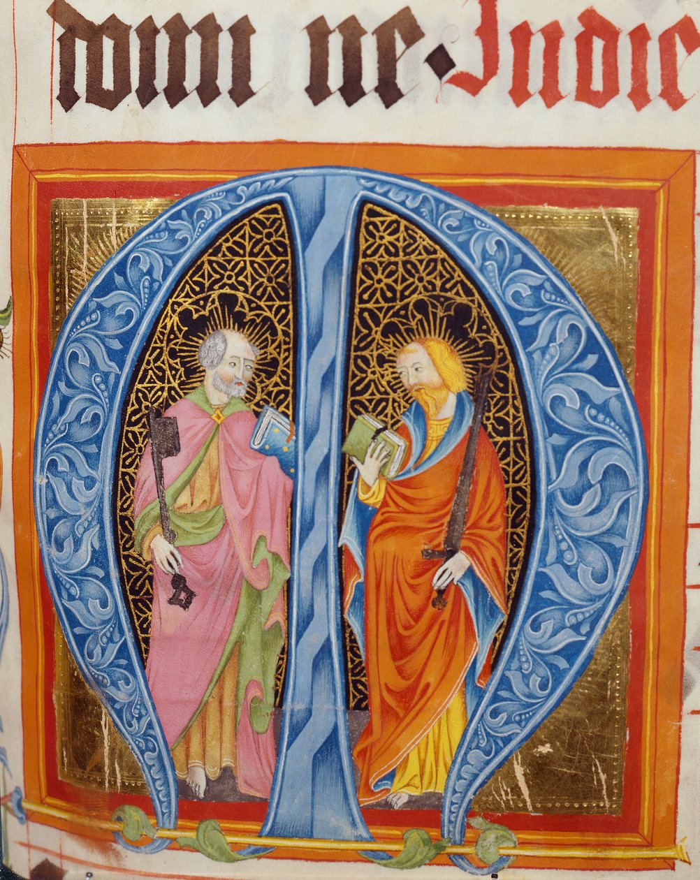Historikert innledende M med de hellige Peter og Paul, fra Gradualen til Friedrich Zollner av Langenzenn, 1439-42 av German School