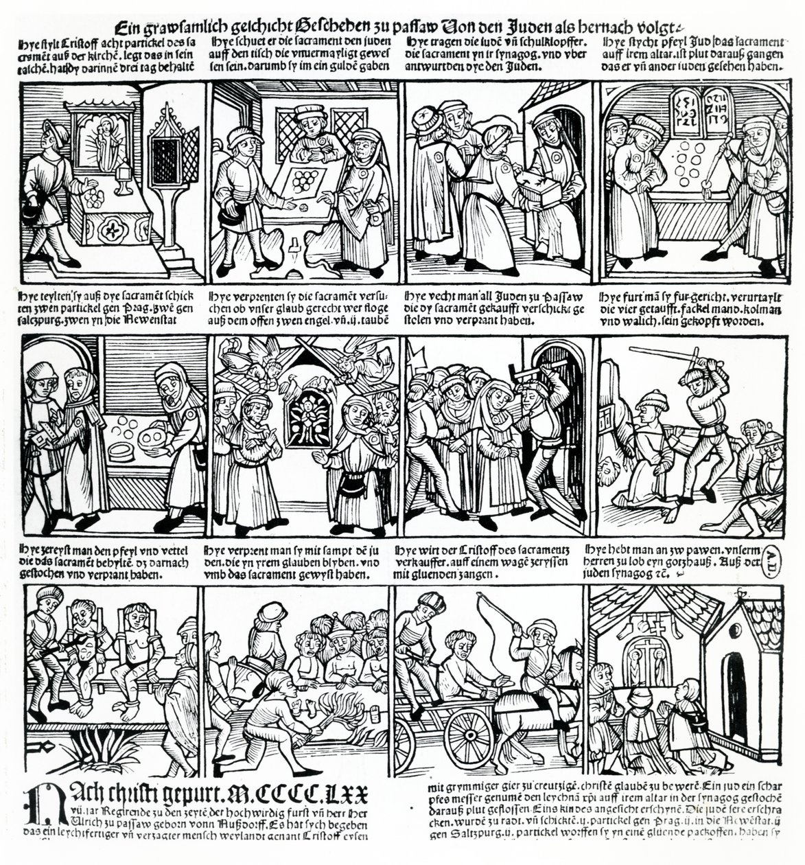 Vert for vanhelligelse av jødene i Passau i 1477 av German School